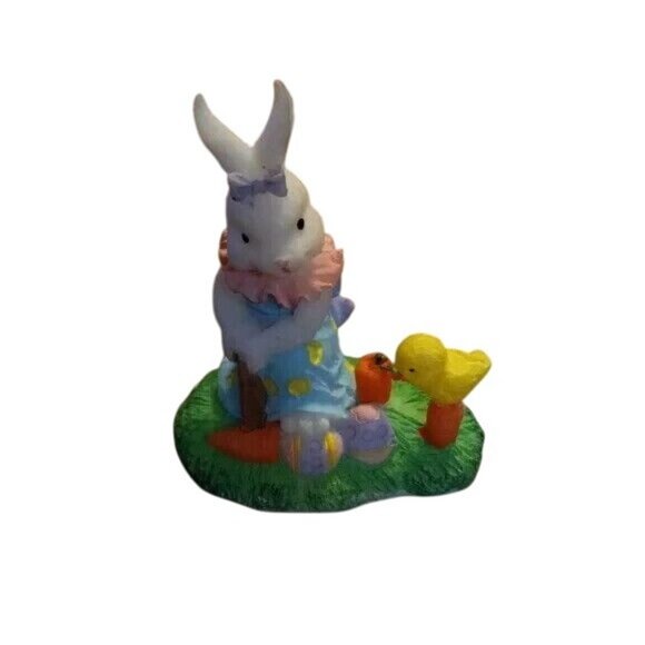 Easter Spring Set Of 5 Hand Painted Bunny Figurines Mini Fence Decor Rabbit - Picture 13 of 15